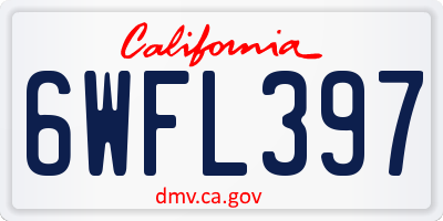 CA license plate 6WFL397