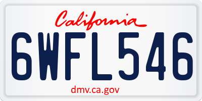 CA license plate 6WFL546