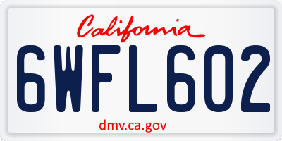CA license plate 6WFL602