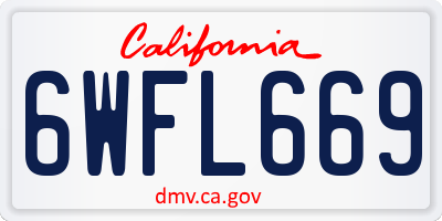 CA license plate 6WFL669