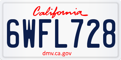 CA license plate 6WFL728