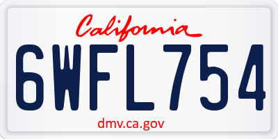 CA license plate 6WFL754