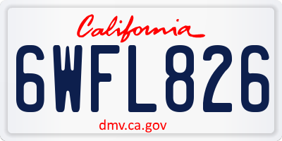 CA license plate 6WFL826