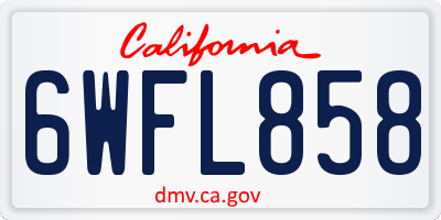 CA license plate 6WFL858