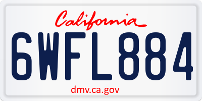 CA license plate 6WFL884