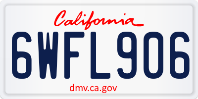 CA license plate 6WFL906