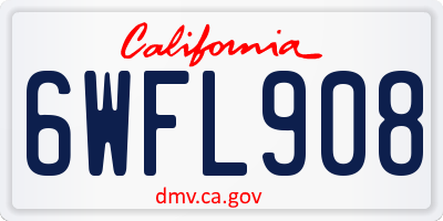 CA license plate 6WFL908