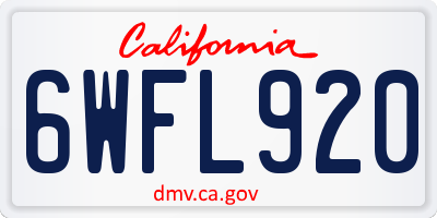 CA license plate 6WFL920