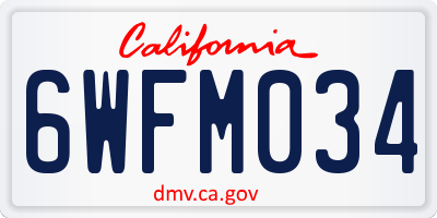 CA license plate 6WFM034