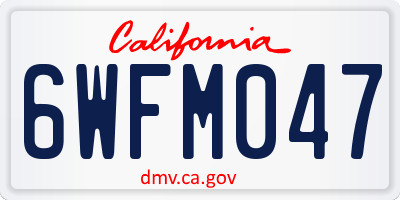CA license plate 6WFM047