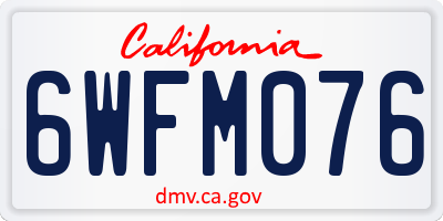 CA license plate 6WFM076