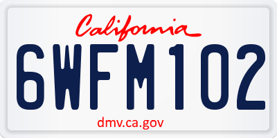 CA license plate 6WFM102