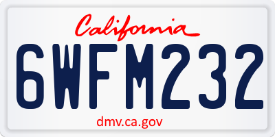 CA license plate 6WFM232
