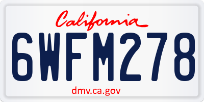 CA license plate 6WFM278