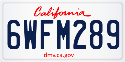 CA license plate 6WFM289
