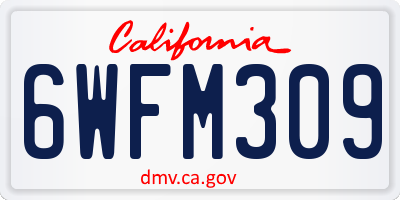 CA license plate 6WFM309