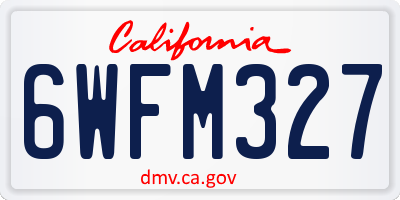 CA license plate 6WFM327