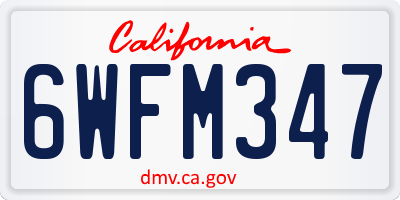 CA license plate 6WFM347