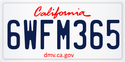 CA license plate 6WFM365