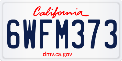 CA license plate 6WFM373