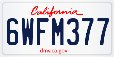CA license plate 6WFM377