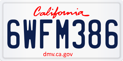 CA license plate 6WFM386