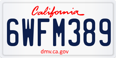 CA license plate 6WFM389