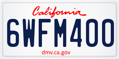CA license plate 6WFM400