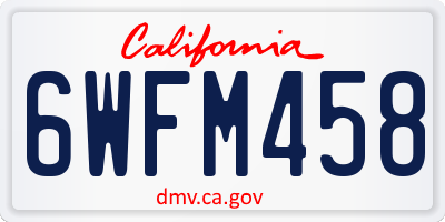 CA license plate 6WFM458