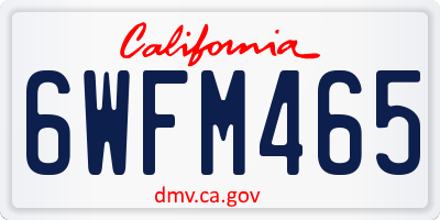CA license plate 6WFM465