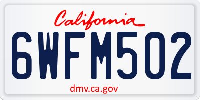 CA license plate 6WFM502