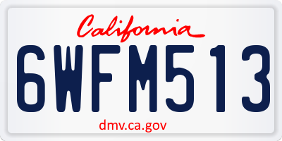 CA license plate 6WFM513