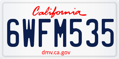 CA license plate 6WFM535