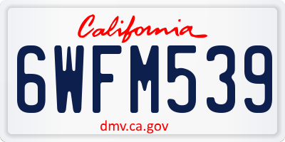 CA license plate 6WFM539