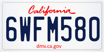 CA license plate 6WFM580