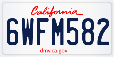 CA license plate 6WFM582