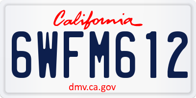 CA license plate 6WFM612