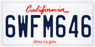 CA license plate 6WFM646