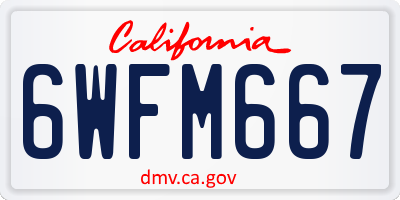 CA license plate 6WFM667