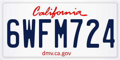 CA license plate 6WFM724