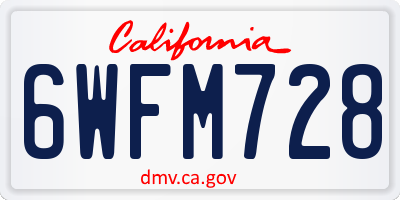 CA license plate 6WFM728