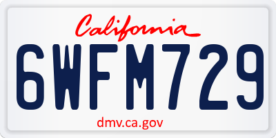 CA license plate 6WFM729