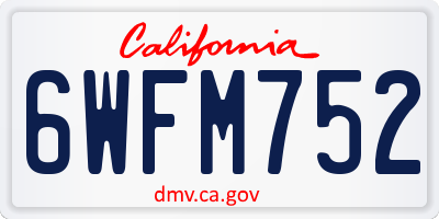 CA license plate 6WFM752