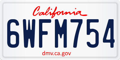 CA license plate 6WFM754