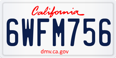 CA license plate 6WFM756