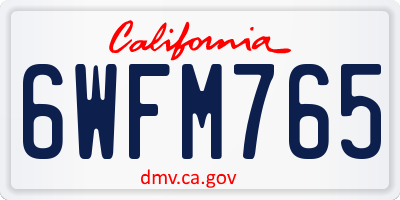 CA license plate 6WFM765