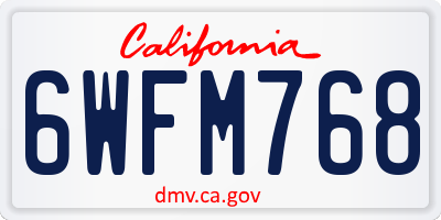 CA license plate 6WFM768