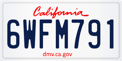 CA license plate 6WFM791