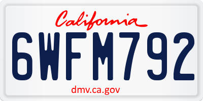 CA license plate 6WFM792