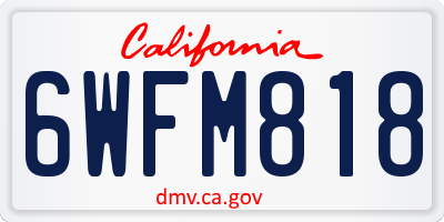 CA license plate 6WFM818